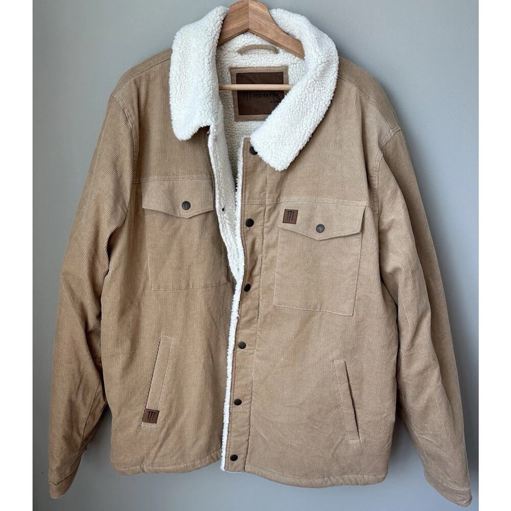 Monster Energy Artisan Corduroy Sherpa Trucker Jacket Men's 3XL Promo Gear